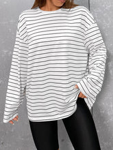 EZwear Striped Print Patched Detail Drop Shoulder Tee